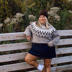 American Eagle Outfitters Nordic Pattern Sweater - Cream and Brown